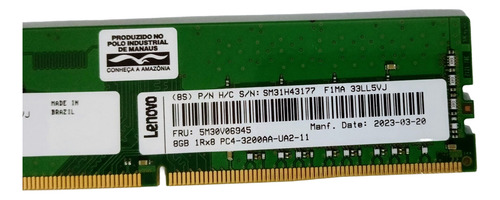 Memória Ram Ddr4 Hana 8gb 3200mhz Verde Desktop (Usado)