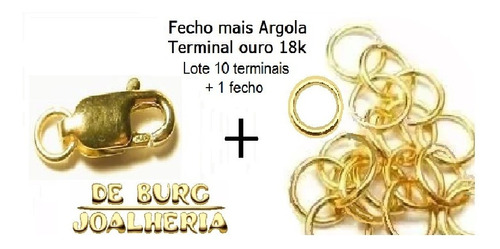 Lote Fecho + 10 Terminais Argola P/correntes Ouro 18k-750