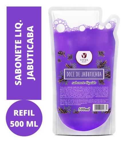 Imagem 1 de 4 de Sabonete Líquido Refil Viver Mais Jabuticaba 500ml