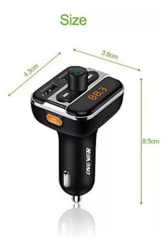Transmisor Bluetooth Fm Con Cargador Usb Dual Bt20w Onever