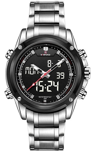 Reloj Deportivo Naviforce Hombre Cuero Acero 1año Garantia