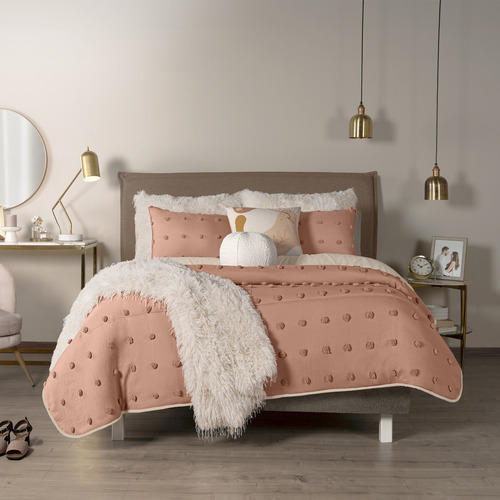 Colcha Queen Size/matrimonial Xl Roseta Color Rosa