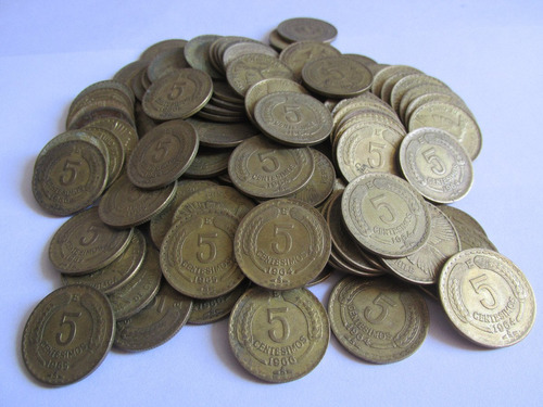 Lote 100 Monedas 5 Centecimos Escudo Bronce Diferentes Años