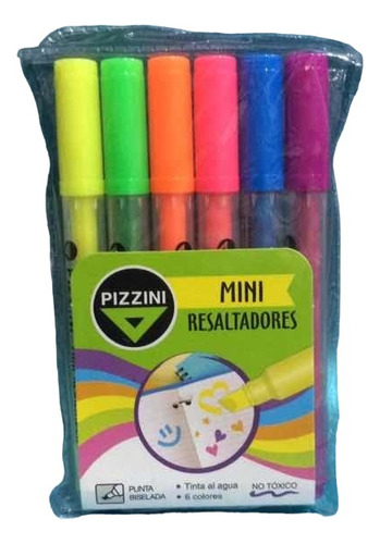 Mini Resaltadores Chicos Colores Pastel Fluo Neon Pizzini X6