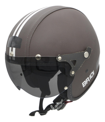 Capacete Moto Br 101 3/4 Revestido Cafe Fume 60 Custom