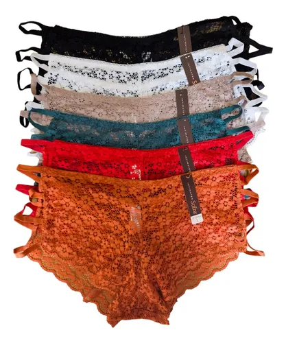 comprar Boxer Cachetero Encaje Sexy De Hilos Mujer 6 Piezas Calidad