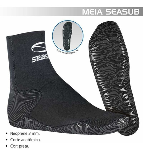 Imagen 2 de 3 de Medias De Neopreno 3mm Buceo Surf Cazasubmarina Seasub