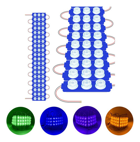 40 Módulos Led Ip65 3 Luces Tiras Decorativas 9 Colores Luz Azul