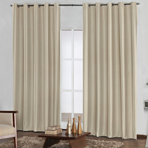 Cortina Blackout Tecido 3.00m X 2.80m Varão Simples Cor Palha