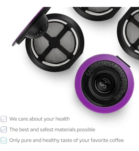 4 Tazas K Reutilizables Negras Para Cafeteras