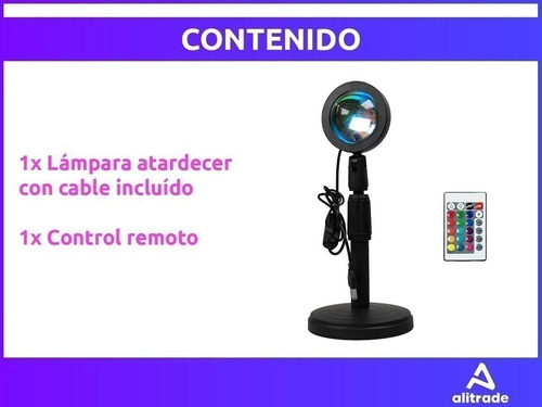 Imagen 8 de 10 de Lampara Proyector Atardecer 16 Colores Sunset Control Usb