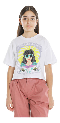 Playera Estampada Manga Corta C&a De Niña