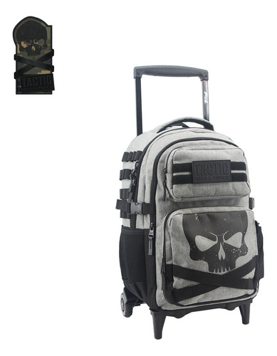 Mochila Carro Lsyd Tactic Skull 18 PLG Premium 94.6034 Color Verde Musgo Diseño De La Tela Lisa