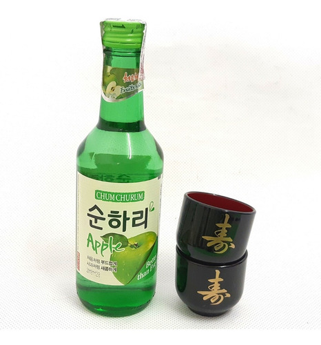 Imagem 1 de 2 de 01 Bebida Coreana Soju Chum Churum Sabores + 02 Copos