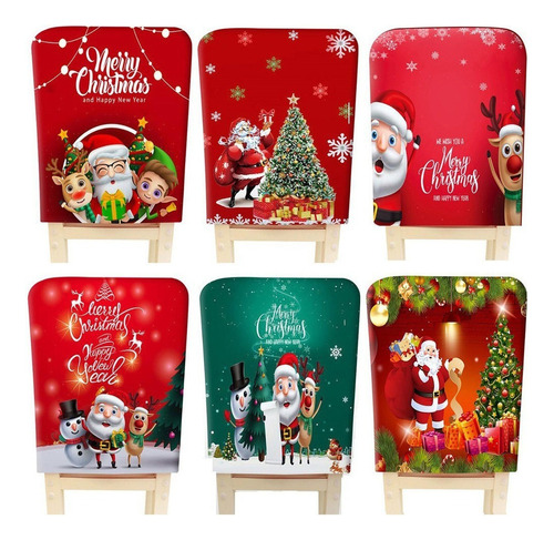 6 Fundas For Sillas De Cena De Navidad Con Diseño De Papá N