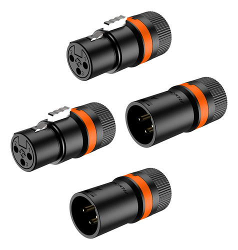 Kit Conector Roxtone Xlr Femea Macho Rotativo Lx3 2 Pares