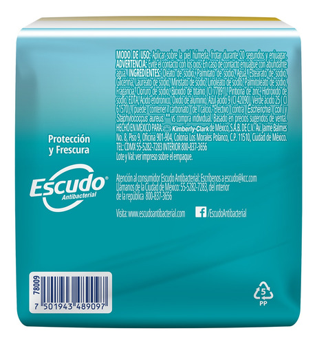 Jabones En Barra Escudo Protección Y Frescura 110gr 3 Piezas