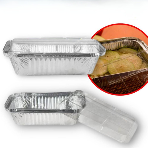 10un Bandeja Marmita 500ml Alumínio Retangular Com Tampa Pet