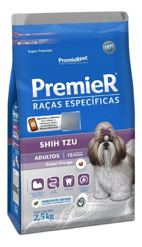Ração Premier Raças Específicas Shihtzu Adultos Frango 2,5kg