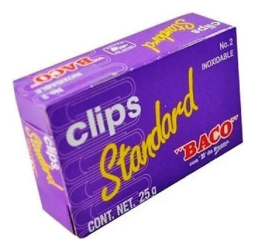 Clip Baco Estandar #2 12326 Paquete 10 Cajas Metalico /vc Color Plateado