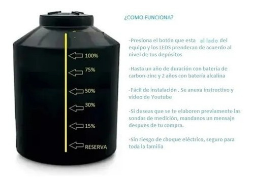 Medidor Nivel Agua Para Tinaco Y Cisterna C/alarma S/cable