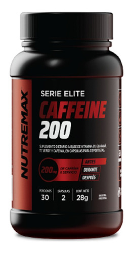 Caffeine 200 Cafeina Nutremax Serie Elite 30 Serv Sabor 60 Capsulas