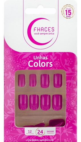 Unhas Postiças Fhaces Colors - 24und - Cores Novas Cor Rosa fúcsia