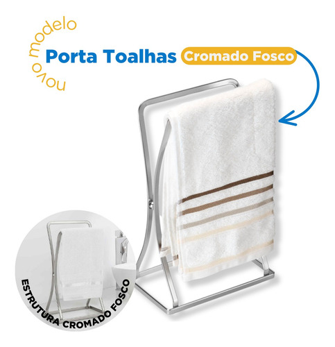 Porta Toalha Rosto Mão Bancada Lavabo Banheiro Cromado Fosco