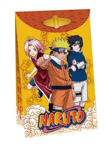 Bolsitas Cartón Fuelle Y Cierre - Naruto- Pack De 8 U