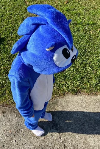 Macacão Pijama Infantil Fantasia Sonic Azul - Frete Grátis