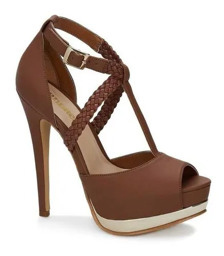 Zapatilla Ankle Strap Mujer Cafe Tiras Entrelazadas Casual Env o