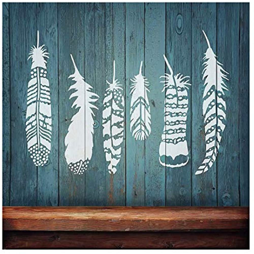 Feathers 6piece Stencil Kit Plantillas De Pared De Moda Para