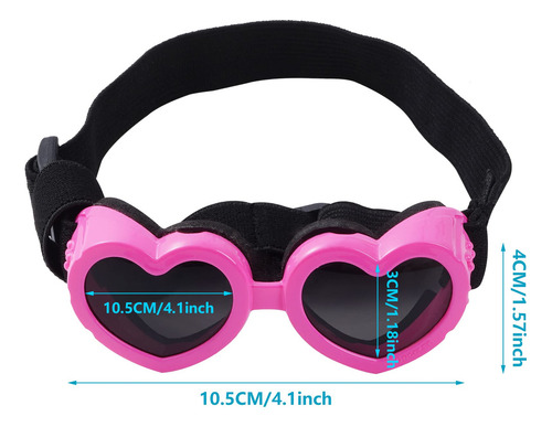Gafas Perro Pequeño Protección Uv Corazón Ajustable Antivaho