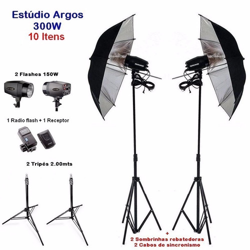 Kit Estudio Fotografico 300w Argos 110v E Bolsa P Transporte
