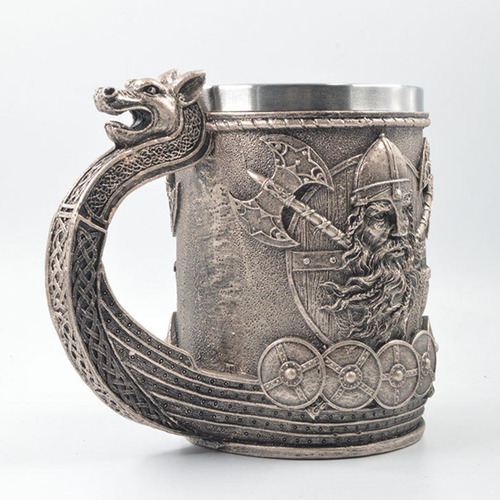 Jarra De Cerveza Norse Viking Runes Pirate Con Línea De Acer