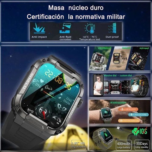 Para Smartwatch, Reloj Inteligente Deportivo Militar Tácti