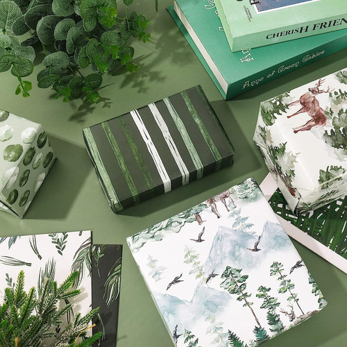 Anydesign De 12 Hojas Tema De Bosque Papel De Envoltura De A