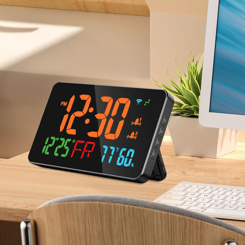 Reloj Digital Reloj De Pared Led Con Fecha Pantalla Naranja