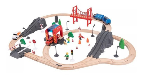 Juguete Para Niño Tren Grande Tooky Toy Madera Color Marrón oscuro