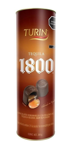 Imagen 1 de 3 de Turin Chocolate Semiamargo Relleno De Tequila 1800 200g