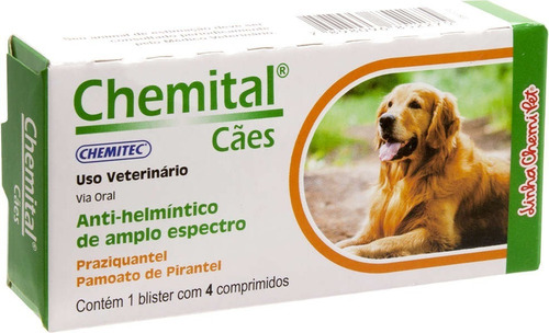 Chemital Vermífugo Para Cães Com 4 Comprimidos - Chemitec