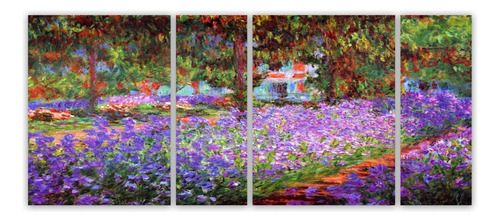 Cuadro 40x100cm Claude Monet Jardines Flores Pintura Arte