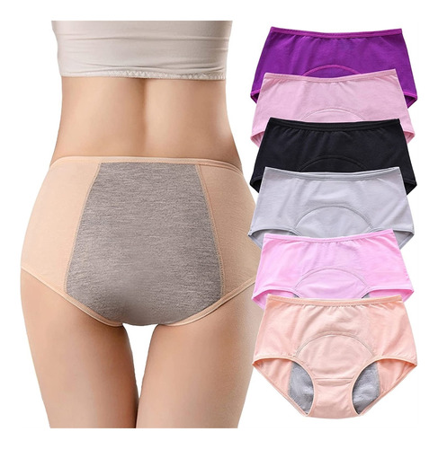 6 Pcs Period Bragas De Flujo Pesado Para Mujer Absorbentes