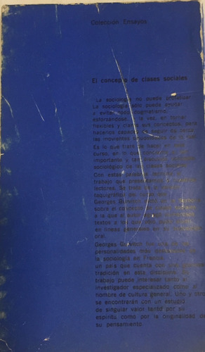 Libro El Concepto De Clases Sociales George Gurvitch