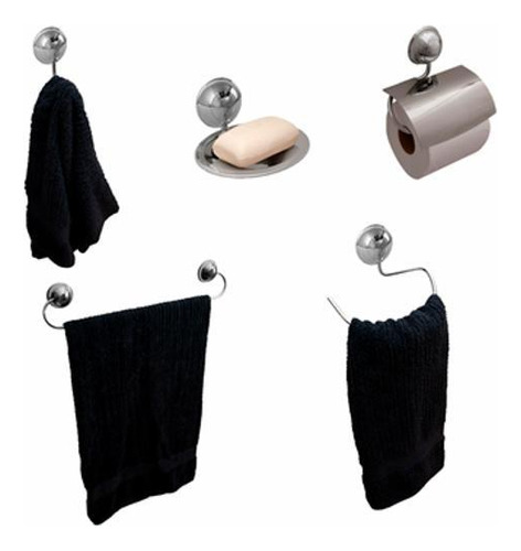 Kit Para Banheiro Acessórios Metal E Abs Cromado Certa 5pçs