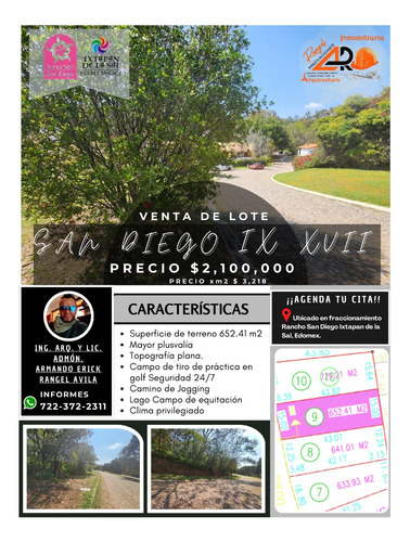 Venta Lote San Diego 9 Justo A La Entrada Del Fracc Con Vista A Las Amenidades Y Frente Al Hotel Con Proyecto Inlcluído En Fracc Rancho San Diego Ixtapan De La Sal Edomex