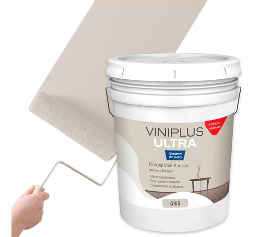 Sherwin Williams Pintura Vinílica Gris 19 Lt Viniplus Acabado Mate