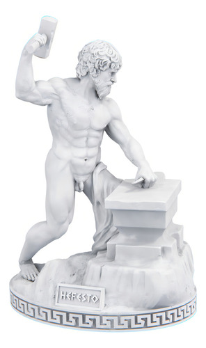 Estátua Hefesto Deus Vulcano Estatueta Resina Cor Cor Mármore