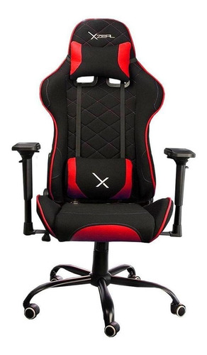 Imagen 1 de 3 de Silla de escritorio Xzeal XZ25 gamer ergonómica negra y roja con tapizado de tela