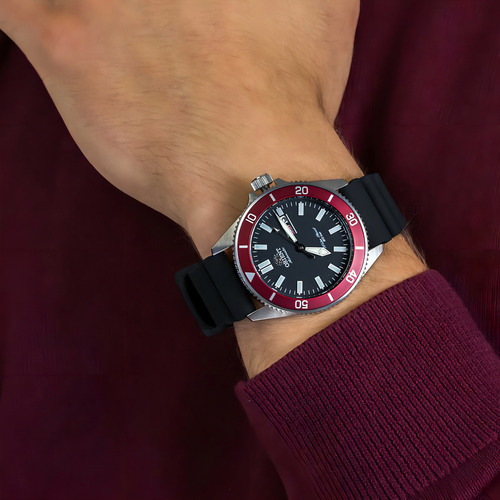 Relógio Orient Masculino Automático Kanno Diver Ra-aa0011b19 Cor da correia Preto Cor do bisel Vermelho Cor do fundo Preto